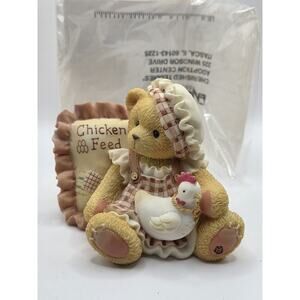 1998 Cherished Teddies 476439 Lori Girl w/ Chicken & Pillow Bear Figurine
